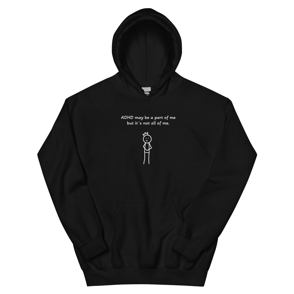 glitch energy ADHD black hoodie front view neurodivergent sweatshirt