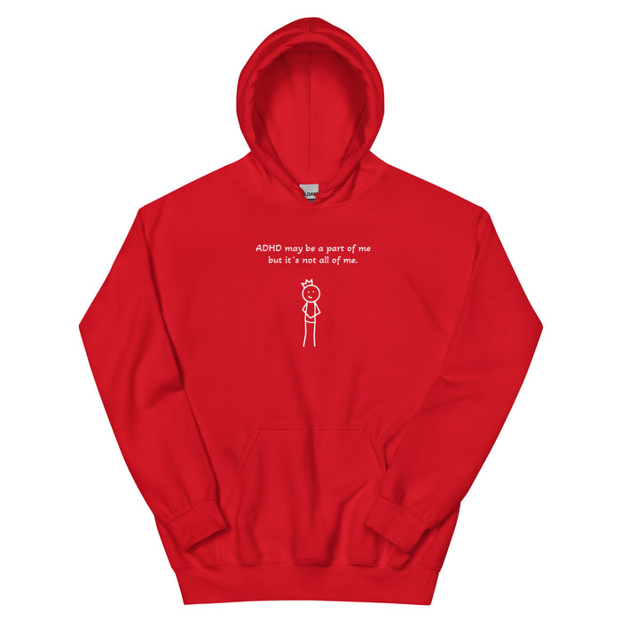 glitch energy ADHD red hoodie front view neurodivergent sweatshirt
