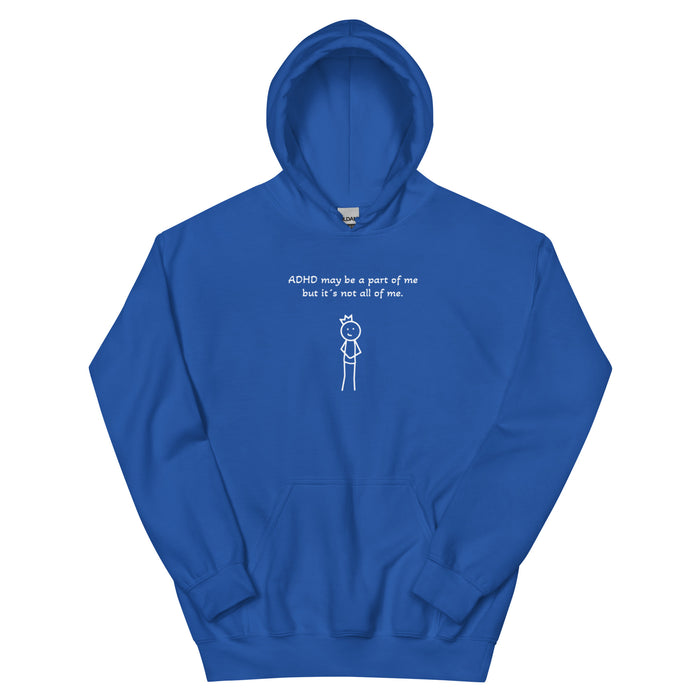glitch energy ADHD blue hoodie front view neurodivergent sweatshirt